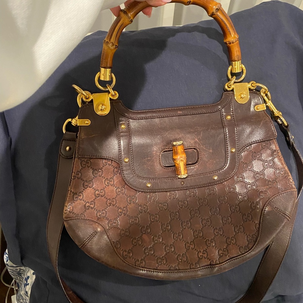 Authentic Gucci hobo leather brown shoulder or crossbody